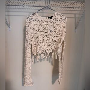 Forever 21 Crochet Cream Top